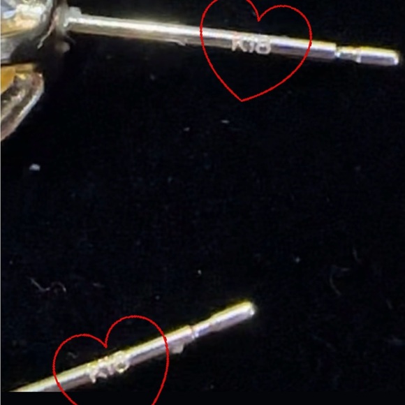 Natual Moissanite Earrings in Pure 18K Yellow Gold Settings - Picture 7 of 7